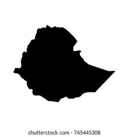Vector map Ethiopia. Isolated vector Illustration. Black on White background. EPS 10 Illustration.