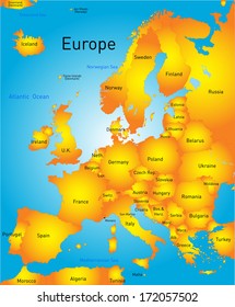 Vector map of Europe continent