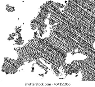 Vector Map Of The Europe Drawing In Black Marker On A White Background. Sketch Europe Map For Infographics, Brochures And Presentations