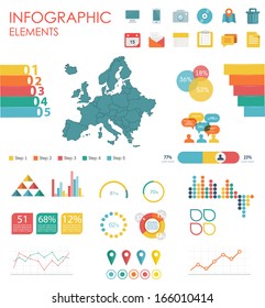 Vector map of Europe, illustration and infographics design template. flat modern style. Easy to edit country. 