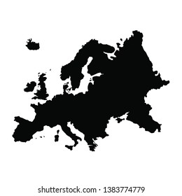 Vector map Europe. Isolated vector Illustration. Black on White background. EPS 10 Illustration.