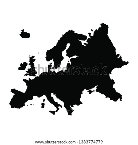 Vector map Europe. Isolated vector Illustration. Black on White background. EPS 10 Illustration.