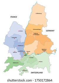 vector map of the European economic region Regiotrirhena, France, Switzerland and Germany