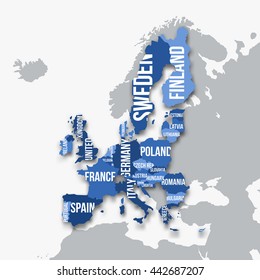 Vector map of European Union with borders and country names