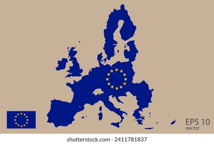 Vector map of European Union. Vector design isolated on grey background.
