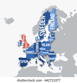 Vector map of European Union without United Kingdom. Brexit. 