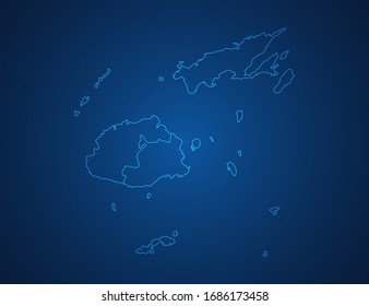 Vector map of Fiji abstract blue line scales on dark background.