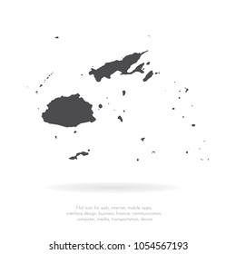 Vector map Fiji. Isolated vector Illustration. Black on White background. EPS 10 Illustration.