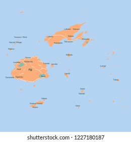 Vector map Fiji. Isolated vector Illustration. EPS 10 Illustration.