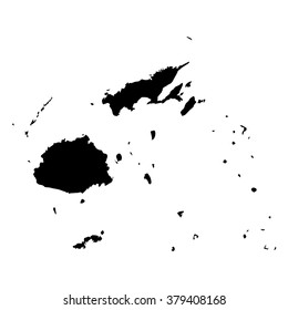 Vector map Fiji. Isolated vector Illustration. Black on White background. EPS Illustration.