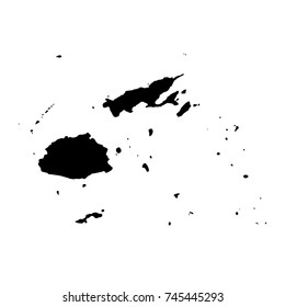 Vector map Fiji. Isolated vector Illustration. Black on White background. EPS 10 Illustration.