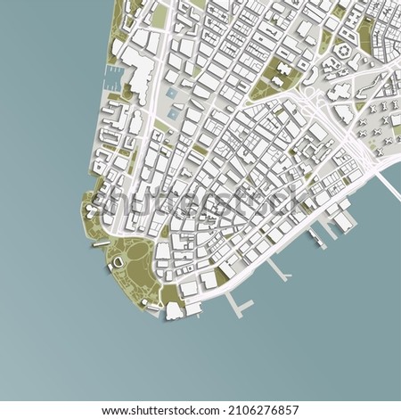 Vector map of Financial District in Manhattan, New York.