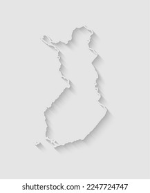 Vector map Finland with abstract inner shadow isolated on background. Template Europe country for pattern, design, illustration, backdrop. Creative paper cut map effect of the Finland