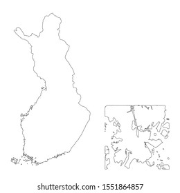 Vector map Finland and Helsinki. Country and capital. Isolated vector Illustration. Outline. EPS 10 Illustration.