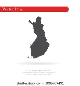 Vector map Finland. Isolated vector Illustration. Black on White background. EPS 10 Illustration.