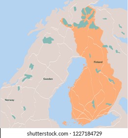 Vector map Finland. Isolated vector Illustration. EPS 10 Illustration.
