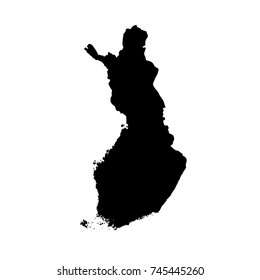 Vector map Finland. Isolated vector Illustration. Black on White background. EPS 10 Illustration.