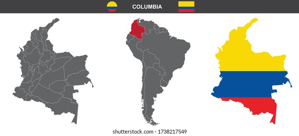  vector map flag of Columbia isolated on white background