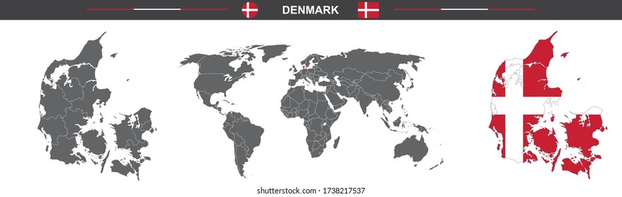 vector map flag of Denmark isolated on white background