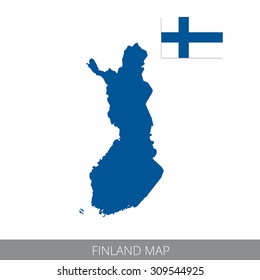 Vector map and flag of Finland.