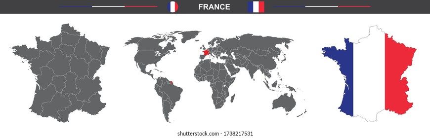 bandera de mapa vectorial de Francia aislada en fondo blanco