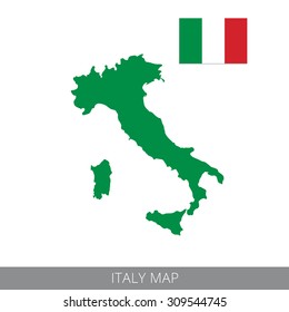 Vector map and flag of Italy.