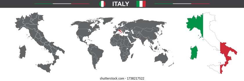 vector map flag of Italy isolated on white background