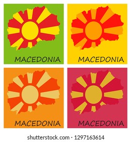 vector map and flag of Macedonia with color background.