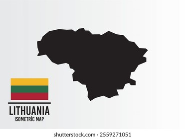 Lıthuanıa vector map with flag next to it. Lıthuanıa map with national flag isolated on white background. Vector illustration.