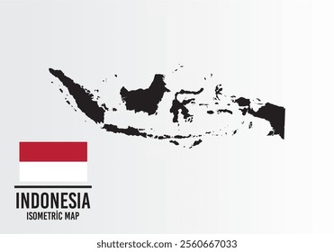 Indonesıa vector map with flag next to it. Indonesıa map with national flag isolated on white background. Vector illustration.