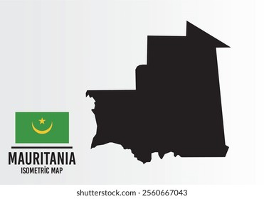 Mourıtanıa vector map with flag next to it. Maurıtanıa map with national flag isolated on white background. Vector illustration.