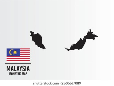 Malaysıa vector map with flag next to it. Malaysıa map with national flag isolated on white background. Vector illustration.