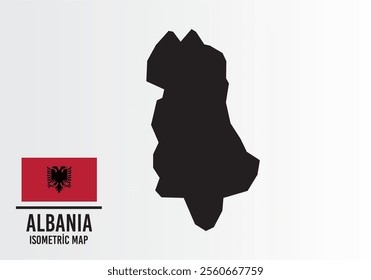 Albanıa vector map with flag next to it. Albanıa map with national flag isolated on white background. Vector illustration.