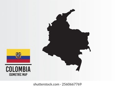 Colombıa vector map with flag next to it. Colombıa map with national flag isolated on white background. Vector illustration.