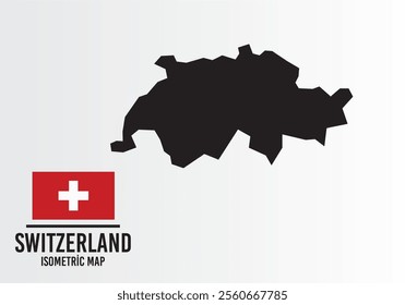 Swıtzerland vector map with flag next to it. Swıtzerland map with national flag isolated on white background. Vector illustration.