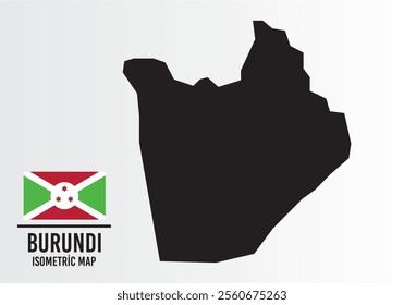 Brundı vector map with flag next to it. Brundı map with national flag isolated on white background. Vector illustration.