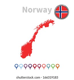 vector map and flag of Norway