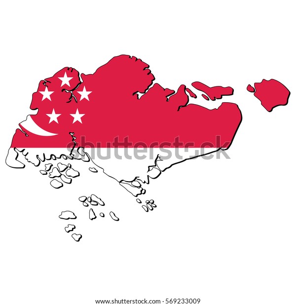 Vector Map Flag Singapore Stock Vector (royalty Free) 569233009