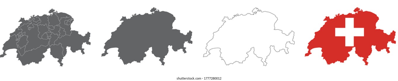 bandera de mapa vectorial de Suiza aislada en fondo blanco	
