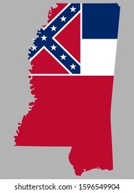 Vector Map flag of the United States of America State Mississippi