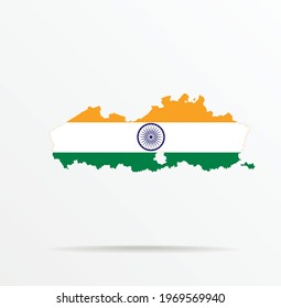 Vector map Flanders ( Flemish Region, Flemish Community, Belgium ) combined with India flag.