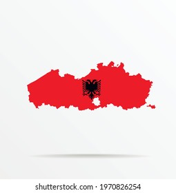 Vector map Flanders ( Flemish Region, Flemish Community, Belgium ) combined with Albania flag.
