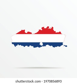 Vector map Flanders ( Flemish Region, Flemish Community, Belgium ) combined with Netherlands flag.