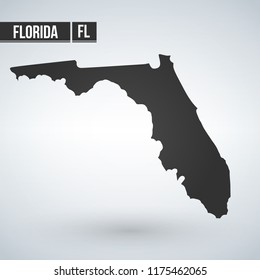 Vector map Florida. Isolated vector Illustration. Black on White background. EPS Illustration.