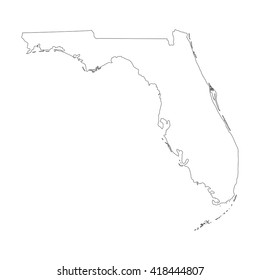 Vector map Florida. Outline map. Isolated vector Illustration. Black on White background. EPS 8 Illustration.
