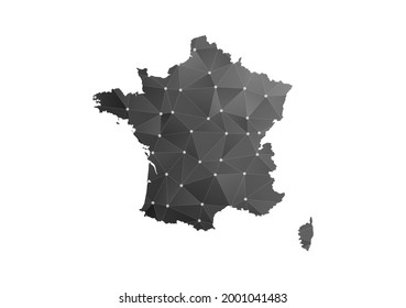 Vector map of France. Black polygonal style on white background.