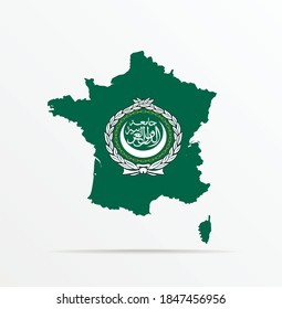 Vector Map France Combined With Arab League Flag.