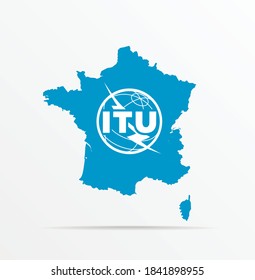 Vector Map France Combined With International Telecommunication Union (ITU) Flag.