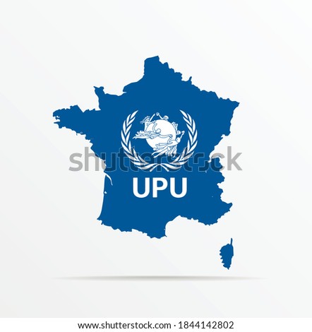 Vector map France combined with Universal Postal Union (UPU) flag.