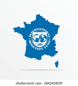 Vector map France combined withInternational Monetary Fund (IMF) flag.